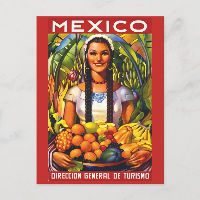 Mexiko, lächelnde Frau mit tropischen Früchten, Vi Postkarte (Vorderseite)