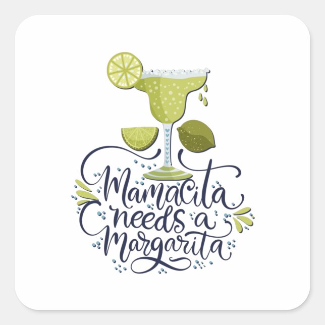 Mexiko - Mama braucht Margarita - Licht Quadratischer Aufkleber (Vorderseite)