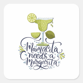 Mexiko - Mama braucht Margarita - Licht Quadratischer Aufkleber