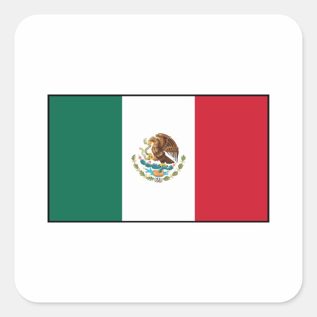 Mexiko - mexikanische Flagge Quadratischer Aufkleber (Vorderseite)
