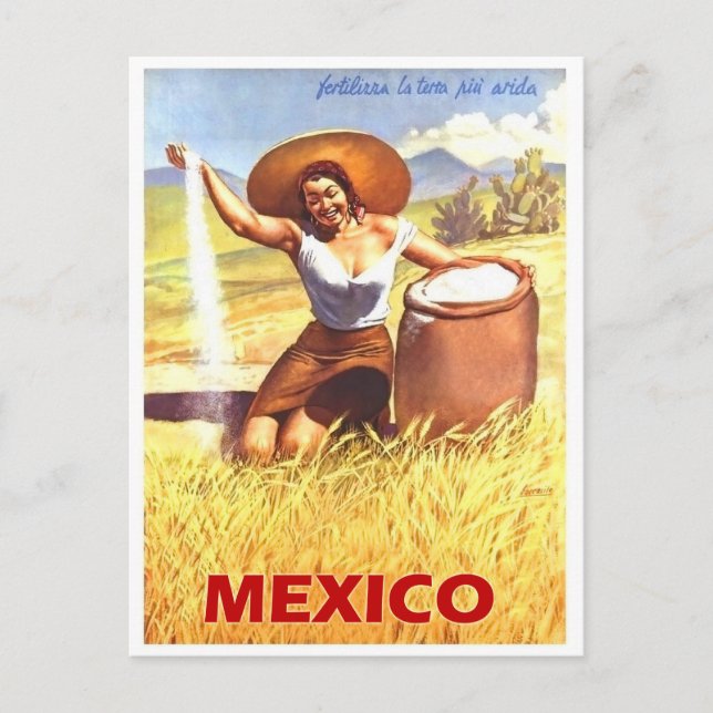 Mexiko, mexikanisches Mädchen auf dem Bauernhof, V Postkarte (Vorderseite)