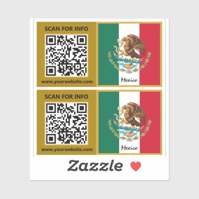 Mexiko Moderne QR-Code-Aufkleber, mexikanische Fla Aufkleber (Blatt)