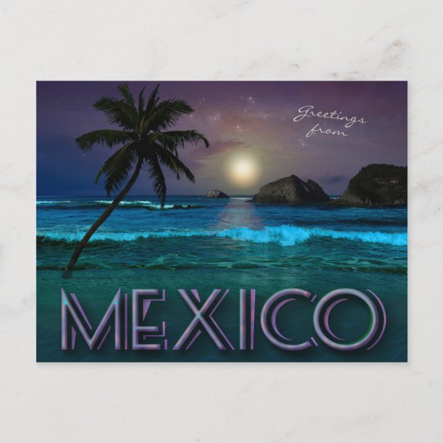 Mexiko Nacht am Strand (anpassbar) Postkarte (Vorderseite)