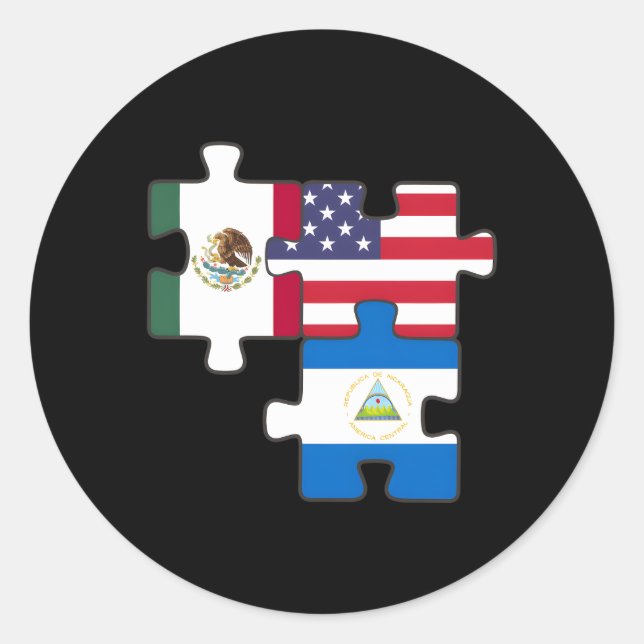Mexiko-Nicaragua und das US-Puzzle Runder Aufkleber (Vorderseite)