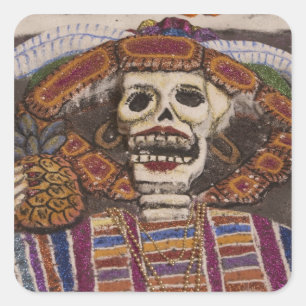 Mexiko, Oaxaca. Sandteppich (tapete de arena) Quadratischer Aufkleber