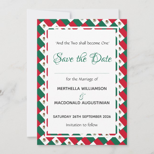 MEXIKO Personalisierter Hochzeitstag Save The Date (Vorderseite)