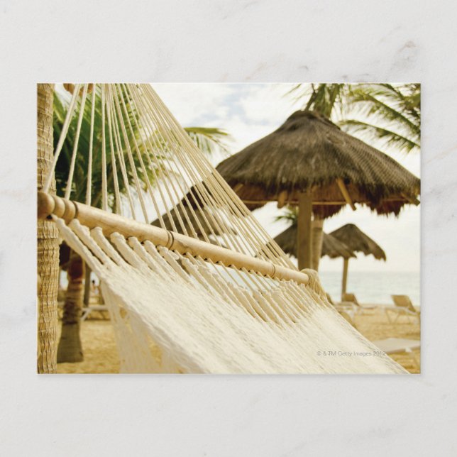 Mexiko, Playa del Carmen, Hängematte am Strand Postkarte (Vorderseite)