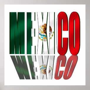 Mexiko Reflektionslogo-Flagge für Mexikaner Poster