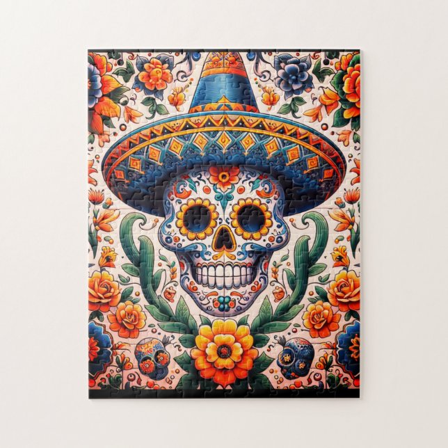 Mexiko | Reisen Vintager Retro-Zuckerschädel (Vertikal)