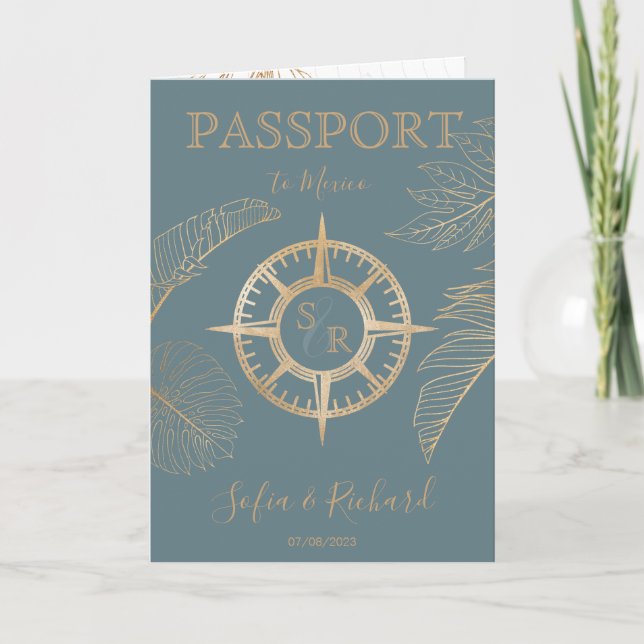 Mexiko - Reisepass für Hochzeiten - Weltkarte Einladung (Vorderseite)