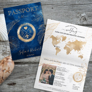 Mexiko - Reisepass für Hochzeiten - Weltkarte Einladung