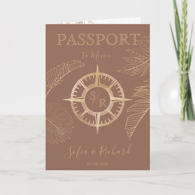 Mexiko - Reisepass für Hochzeiten - Weltkarte Einladung (Vorderseite)