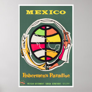 Mexiko-Reiseplakat Mexikanische Kunst Fischermann- Poster