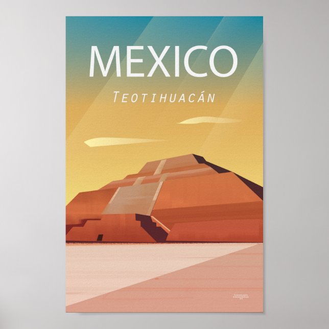 Mexiko Reiseplakat Teotihuacan Pyramide Poster (Vorne)