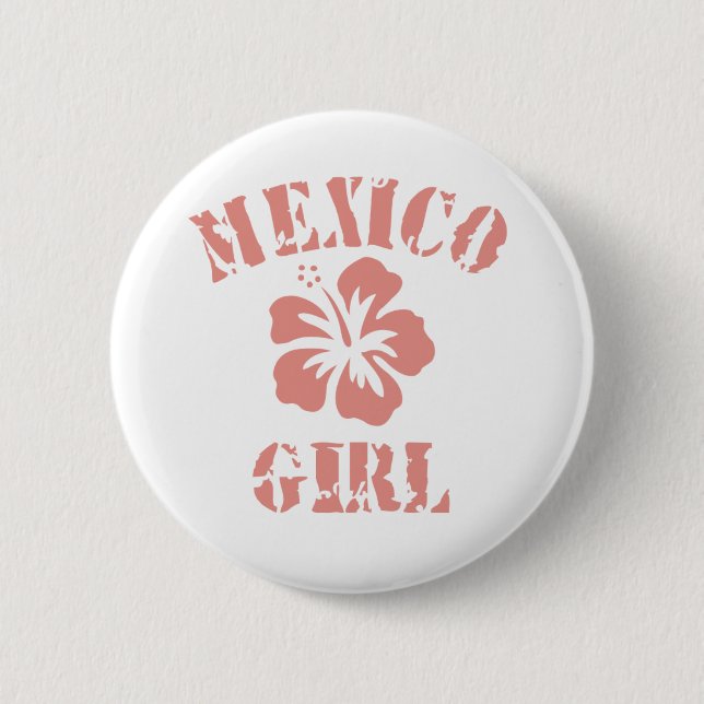 Mexiko Rosa Mädchen Button (Vorderseite)
