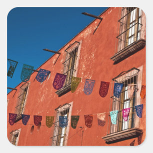 Mexiko, San Miguel de Allende. Farbige Banner Quadratischer Aufkleber