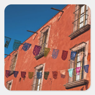 Mexiko, San Miguel de Allende. Farbige Banner Quadratischer Aufkleber
