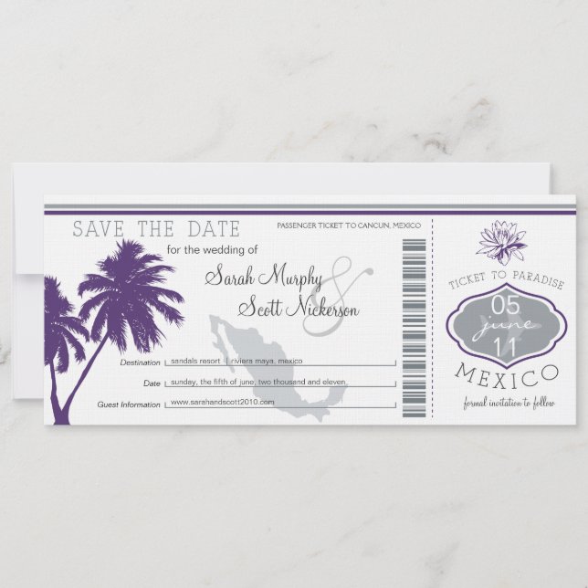 Mexiko Save the Date Boarding Pass (Vorderseite)