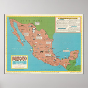 Mexiko - Schlagzeile-Fokus Wandkarte Poster