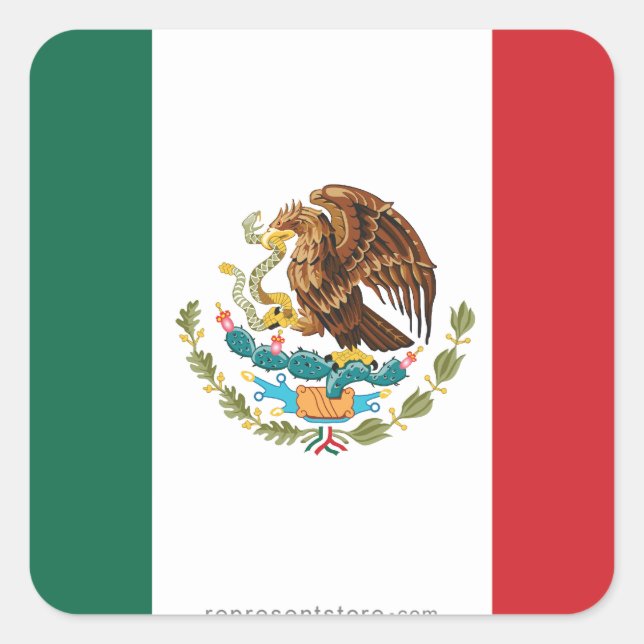 Mexiko Schlichte Flagge Quadratischer Aufkleber (Vorderseite)
