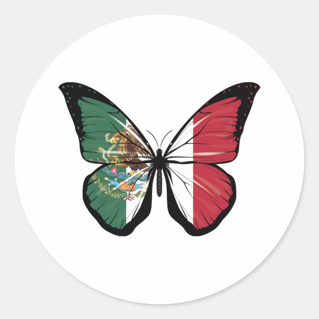 Mexiko-Schmetterlingsflagge Runder Aufkleber (Vorderseite)