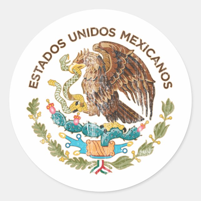 Mexiko - Siegel der estados unidos mexicanos Runder Aufkleber (Vorderseite)