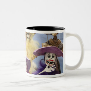 Mexiko. Skelettierte Catrinas, feiernde Figuren Zweifarbige Tasse