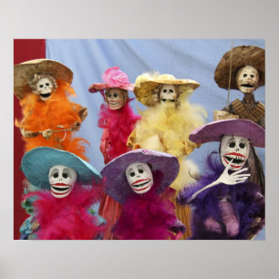 Mexiko. Skelettkatrinen, Feierlichkeiten Poster