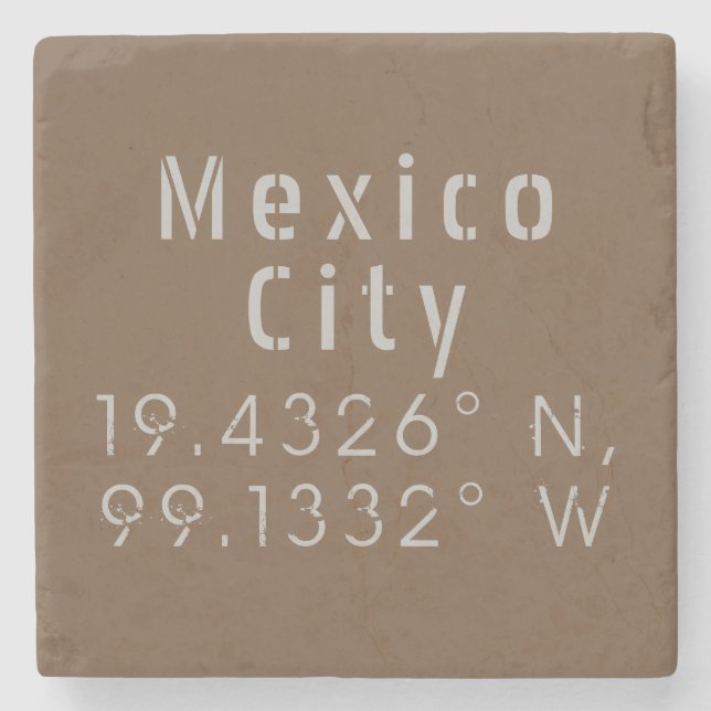 Mexiko Stadt Breitengrad und Länge Steinuntersetzer (Vorderseite)