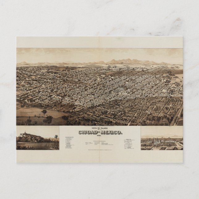 Mexiko-Stadt, Mexiko (1890) Postkarte (Vorderseite)