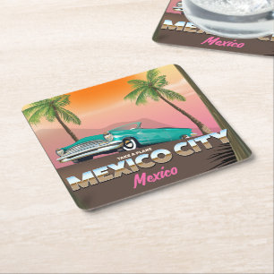Mexiko-Stadt, Mexiko Urlaubs-Plakat Rechteckiger Pappuntersetzer