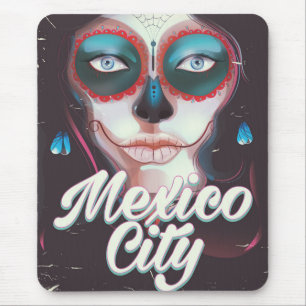Mexiko-Stadt-Tag des toten Reiseplakats Mousepad