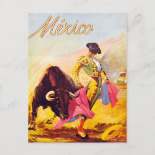 Mexiko-Stierkämpfer-Vintage-Plakat restauriert Postkarte