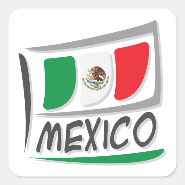 Mexiko-Stolperflagge X Quadratischer Aufkleber (Vorderseite)