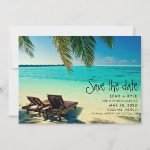 Mexiko-Strand-Hochzeit in Urlaubsort Save the Date