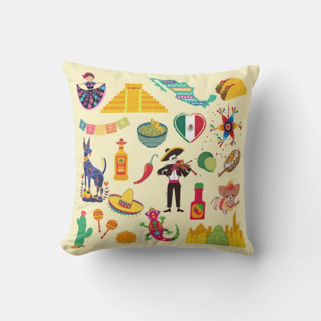 Mexiko-Symbole Kissen (Vorderseite)