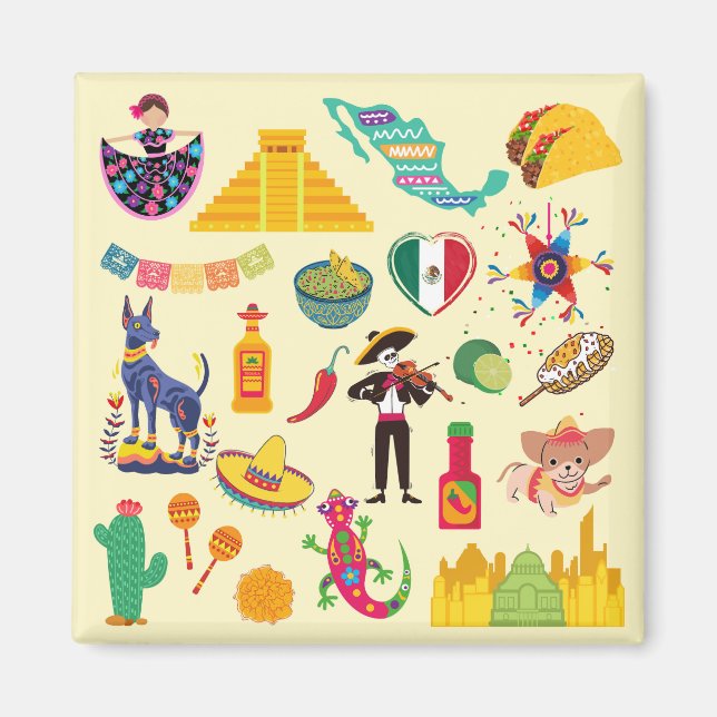 Mexiko-Symbole Magnet (Vorne)
