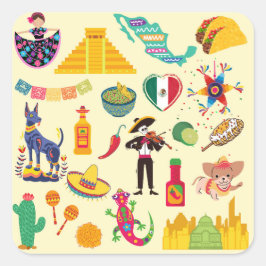 Mexiko-Symbole Quadratischer Aufkleber
