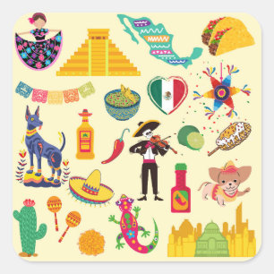 Mexiko-Symbole Quadratischer Aufkleber