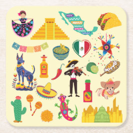 Mexiko-Symbole Rechteckiger Pappuntersetzer