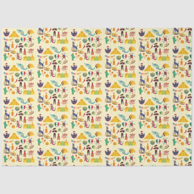 Mexiko-Symbole Seidenpapier (Vorderseite)