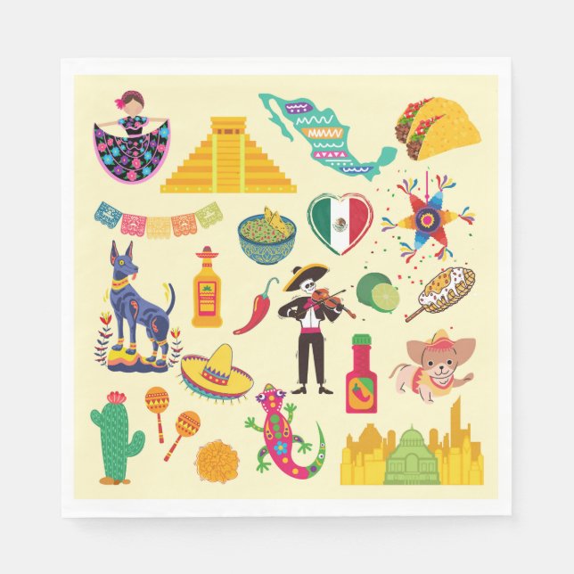 Mexiko-Symbole Serviette (Vorderseite)