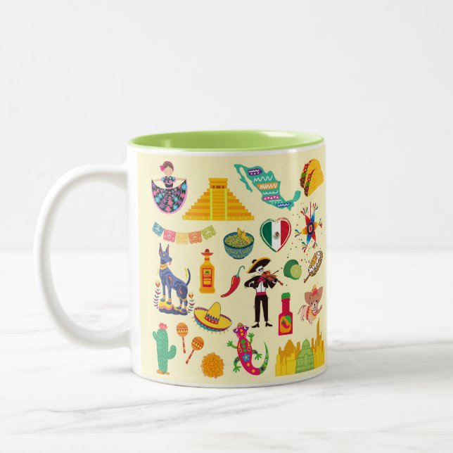 Mexiko-Symbole Zweifarbige Tasse (Links)