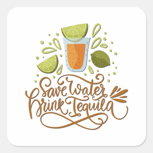 Mexiko - Trinken Sie Tequila - leicht Quadratischer Aufkleber (Vorderseite)