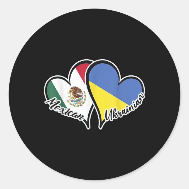 Mexiko Ukraine Flaggenherz Halb Mexikaner Hälfte Runder Aufkleber (Vorderseite)