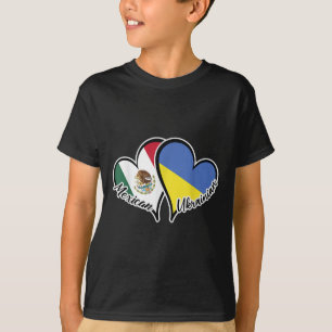 Mexiko Ukraine Flaggenherz Halb Mexikaner Hälfte T-Shirt
