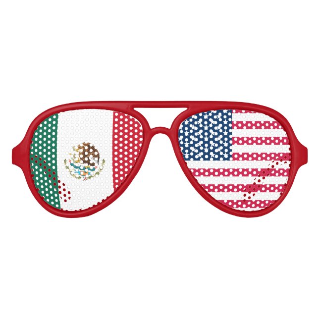 Mexiko und die USA Flaggen Sonnenbrillen (Vorderseite)
