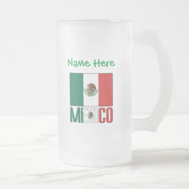 Mexiko und Mexiko: Grüne Persönlichkeit der Flagge Mattglas Bierglas
