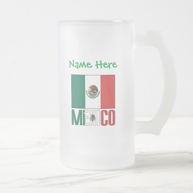 Mexiko und Mexiko: Grüne Persönlichkeit der Flagge Mattglas Bierglas (Rechts)