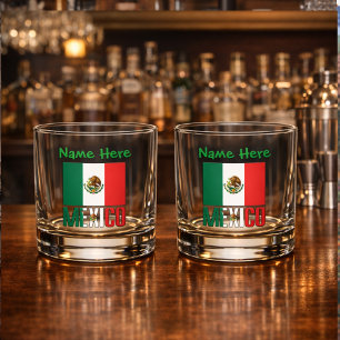 Mexiko und Mexiko: Grüne Persönlichkeit der Flagge Whiskyglas